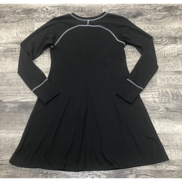 Wet Seal Body Con Dress Black White Sz M~Long Sleeve~Chest 32/34” ~ Flare~ A8 - Picture 4 of 4